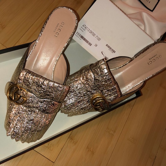 gucci marmont mules gold